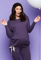 Amoralia zwangerschap- en borstvoeding lounge shirt Zip, aubergine