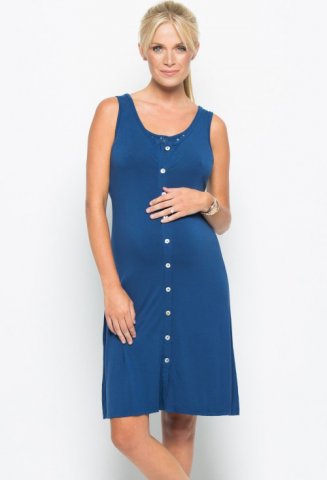Amoralia zwangerschap & borstvoedings nachtkleed Button, azure