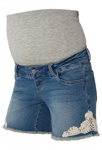 Mama Licious short Honey Lace Denim, blue