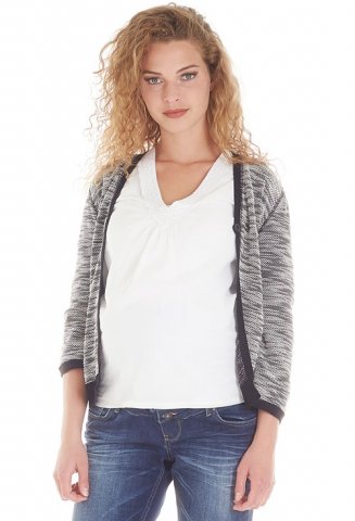 Queen Mum knits cardigan reversible, black / off white