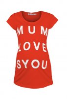 Queen Mum zwangerschaps T-shirt cotton slub Print, red